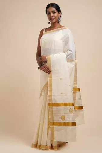 Zari cotton kasavu saree