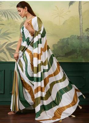 white abstract striped tissue designer kasavu saree 2