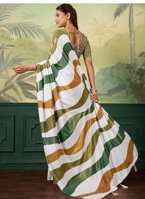white abstract striped tissue designer kasavu saree 3
