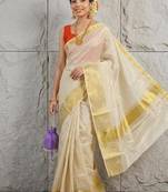 Woven design zari tissue kasavu saree
