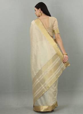 cream zari kasavu saree with classic gold border 2