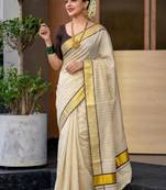 Striped zari tissue designer kasavu saree