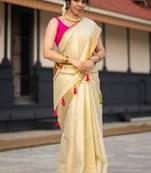 Zari pure cotton kasavu saree