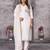 Women's elegant white embroidered kurta with pant and dupatta set