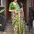 Abstract printed linen blend saree