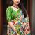 Abstract printed linen blend saree