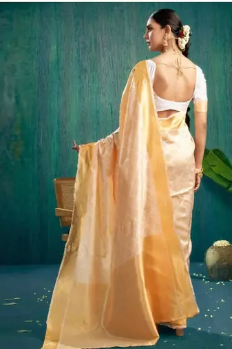 Woven design kasavu saree with zari border