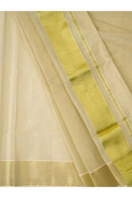 cream zari cotton kerala kasavu saree 2