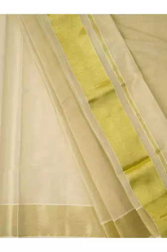 cream zari cotton kerala kasavu saree