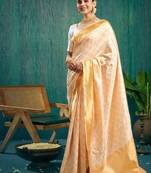 Woven design kasavu saree with zari border