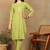 Women green lucknowi chikankari floral embroidered pure cotton straight kurta & palazzo set