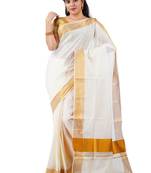 Zari pure cotton kasavu saree