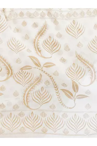 off white pure cotton kasavu saree with woven zari design