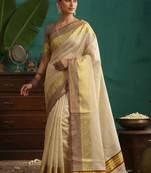 Floral zari tissue designer kasavu saree