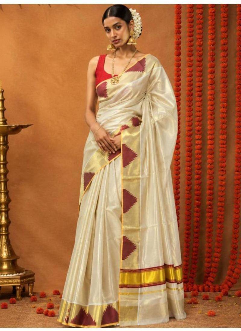 Zari tissue designer kasavu saree