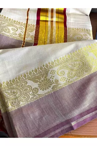Floral zari tissue designer kasavu saree