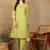 Women green floral embroidered pure cotton chikankari kurta set with palazzo
