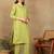 Women green floral embroidered pure cotton chikankari kurta set with palazzo