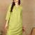 Women green floral embroidered pure cotton chikankari kurta set with palazzo