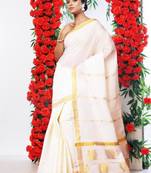 Zari border pure cotton kasavu saree