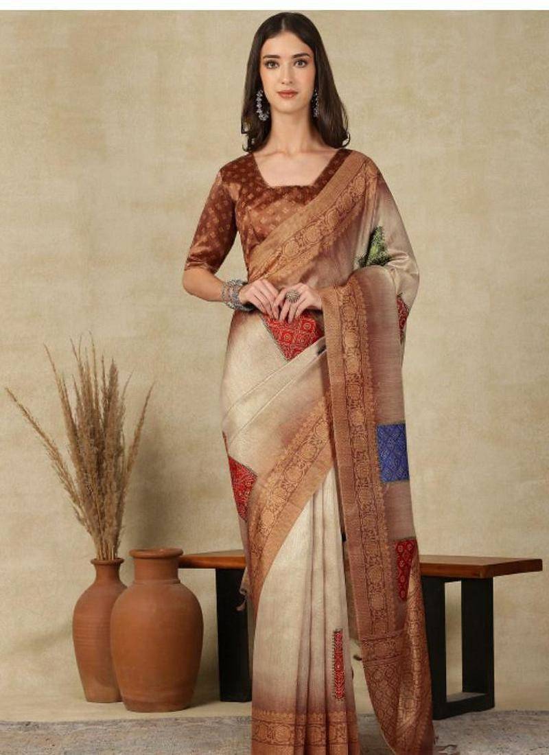 Ethnic motifs kasavu saree