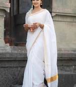 Silk cotton kasavu saree