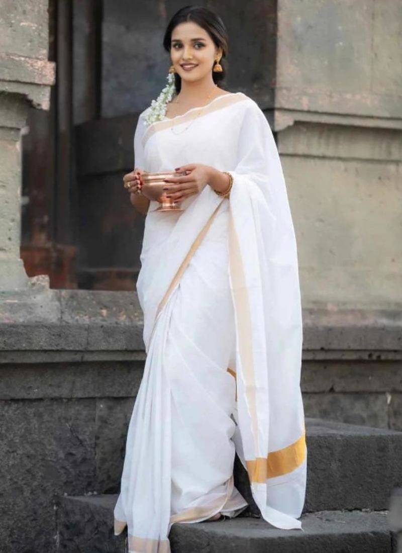 Silk cotton kasavu saree