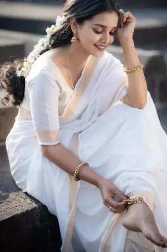 Silk cotton kasavu saree