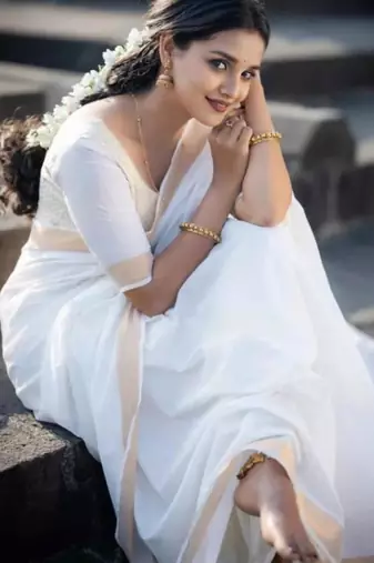 Silk cotton kasavu saree