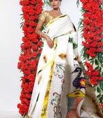 Women ethnic motifs printed zari traditional kasavu saree