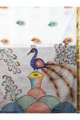 white zari kasavu saree with printed ethnic motifs 2