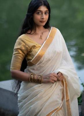 white cotton kerala kasavu saree 2