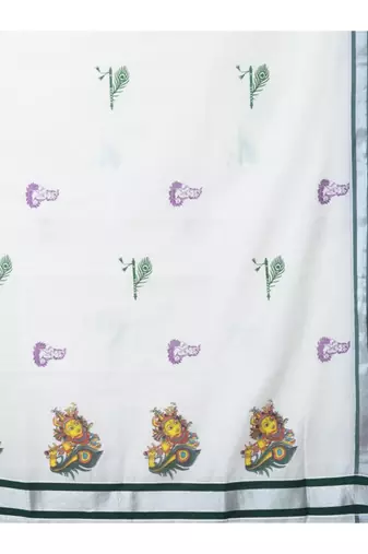 Ethnic motifs zari pure cotton kasavu saree
