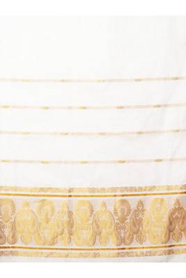 cream color pure cotton kasavu saree with woven design 2