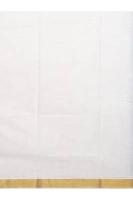 cream color pure cotton kasavu saree with woven design 3
