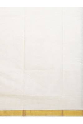 cream color zari woven pure cotton kasavu saree 3