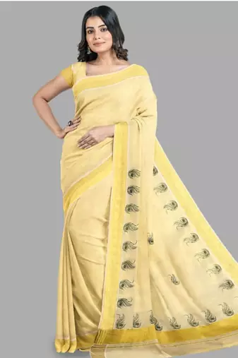 Zari pure cotton kasavu saree