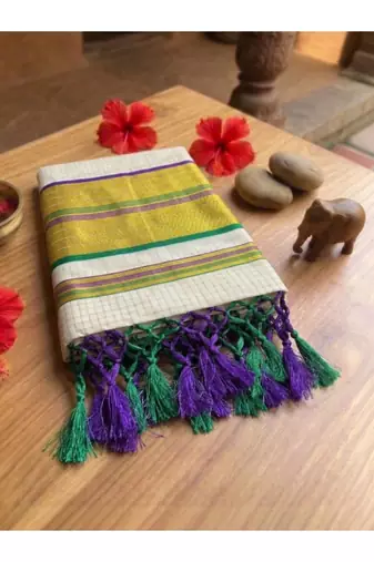 Pure cotton kasavu saree