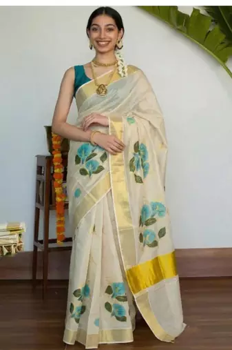 Tissue kasavu saree