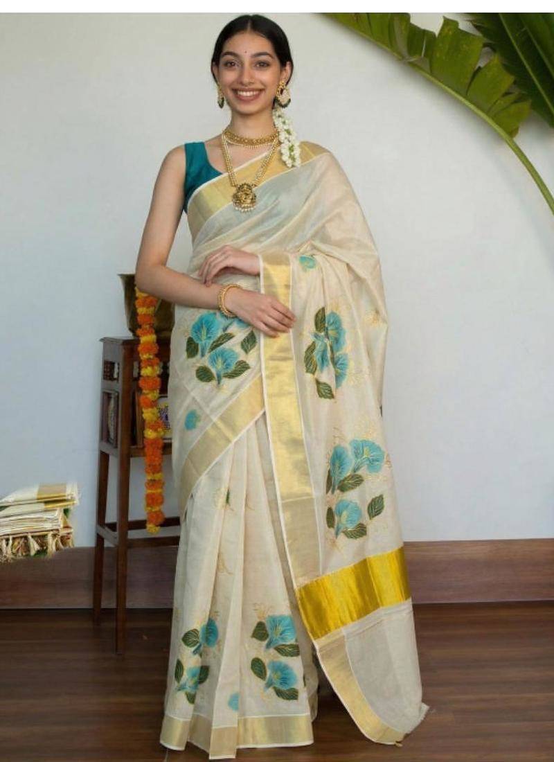 Tissue kasavu saree