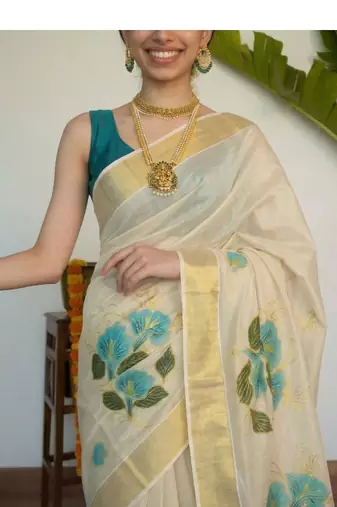 Tissue kasavu saree
