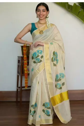Tissue kasavu saree