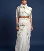 Women pure cotton kasavu saree with unstitched blouse