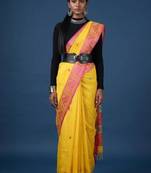 Women pure cotton kasavu saree with unstitched blouse