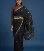 Women pure cotton kasavu saree with unstitched blouse