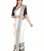 Woven design pure cotton handloom kasavu saree