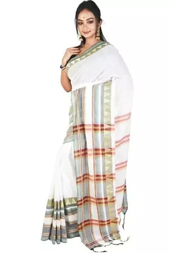 Woven design pure cotton handloom kasavu saree