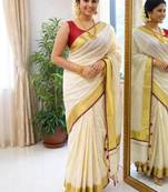 Pure cotton kasavu saree
