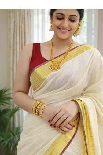Pure cotton kasavu saree