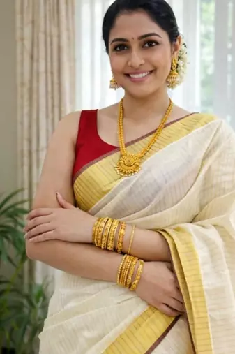 Pure cotton kasavu saree